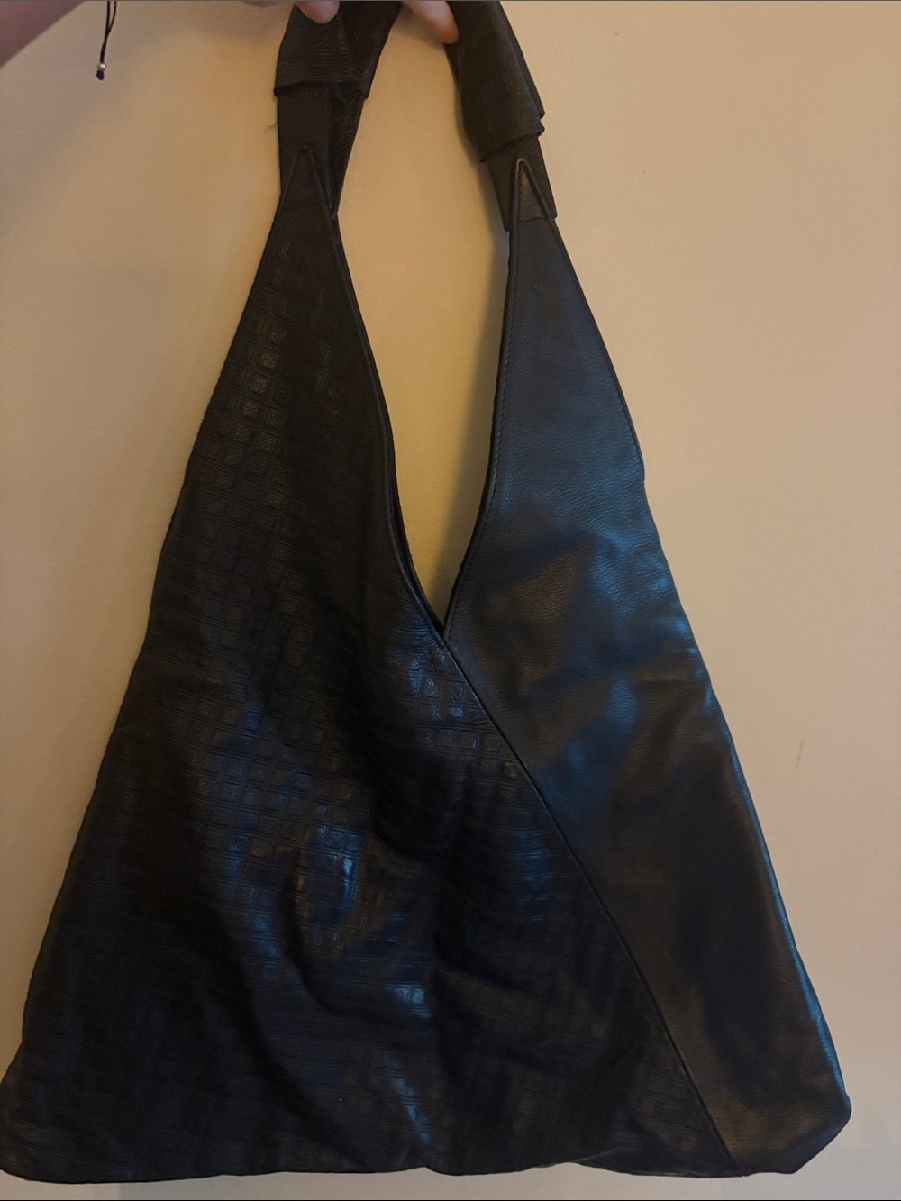 Laura Di Maggio Italian Leather Slouchy Hobo Tote Bag Black